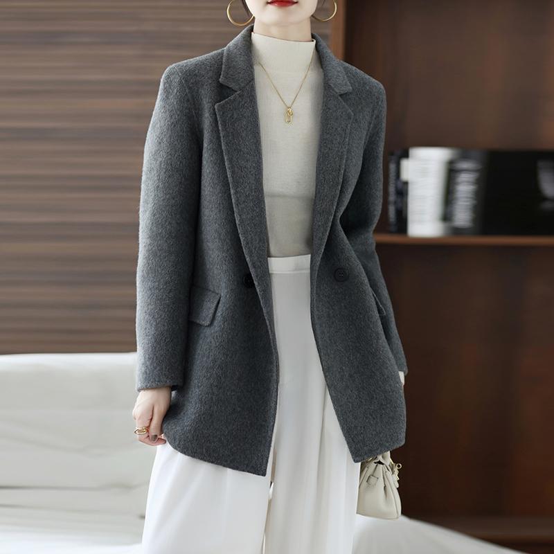 100% Wool Women Jacket TIDENOVEL Autumn Wool Blazer Handmade Suit Jacket Winter Warm Wool Coat