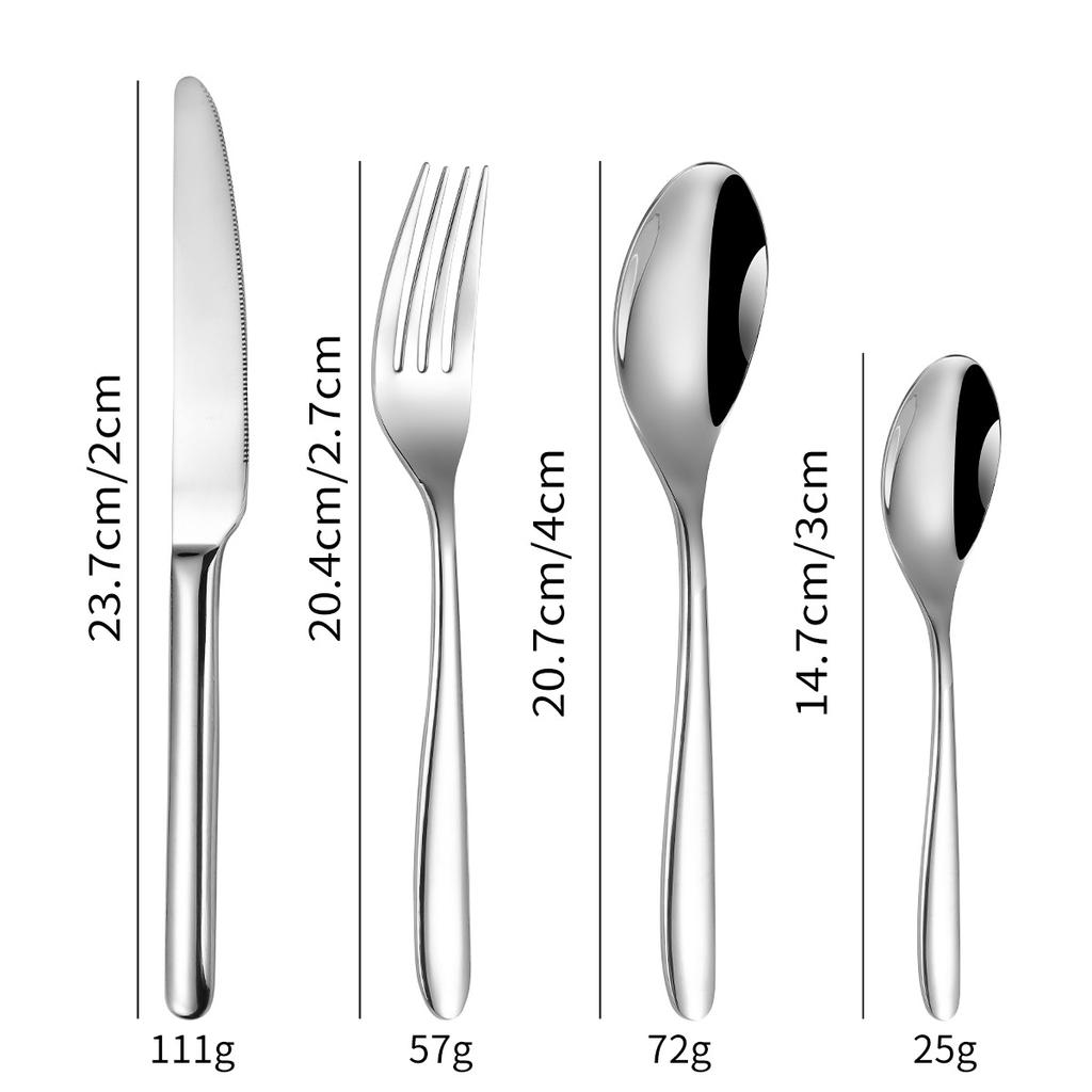 Ensemble de Couverts en Acier Inoxydable, Couteau et Fourchette à Steak Occidentaux, Ensemble de Cuisine, Épaissi, Antidérapant, 4 Pièces
