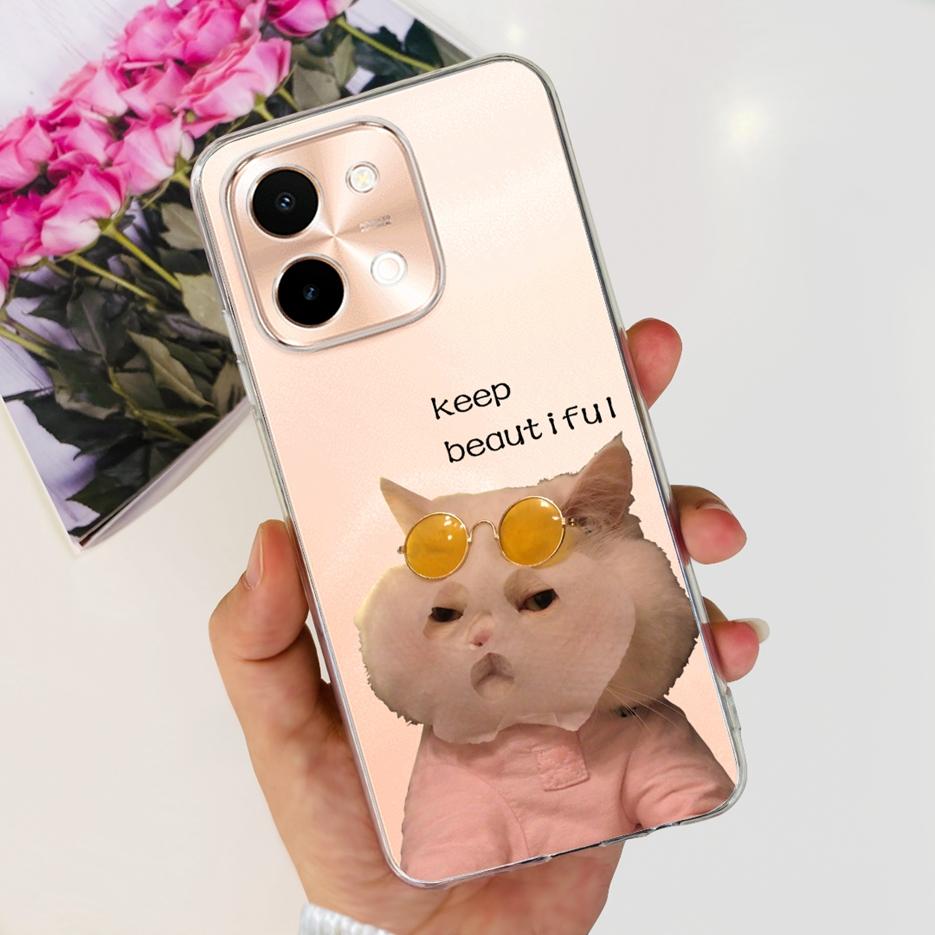 For Vivo Y28 4G Case V2352 Cute Cat Panda Painted Cover Soft Silicone Phone Case For Vivo Y28 Y 28 VivoY28 4G Funda 6.68'' Coque