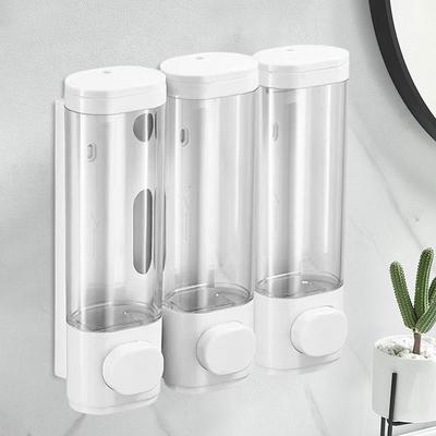 Distributeur de Shampooing et Après-shampoing 3 Compartiments Distributeur de Savon de Douche Sans Percage Distributeur de Douche Mural pour Salle de Bain Hôtel