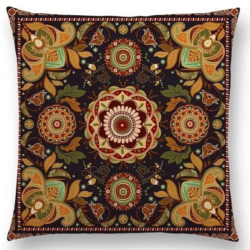 Home Decor Colorful Ethnic Pattern Decorative Pillow Covers Pattern Cushion Cover Suitable For Sofa Bedroom Car Pillow Cover