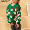 BITCED Autumn/Winter Christmas Collection Older Child's Knitted Sweater with Santa Claus Design Children's Pullover Christmas Jumper