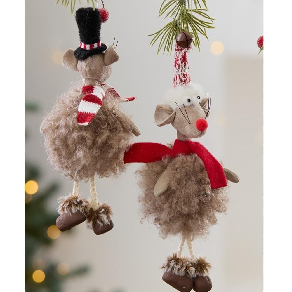 Creative Cute Mouse Ornaments Fabric Animal Pendants Christmas Gift Decorations Christmas Tree Hanging Ornaments Xmas Party