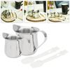 2pcs Stainless Steel 2 Ounce & 3 Ounce Bell Shaped Creamer for Coffee Shop / Restaurant / Bakery with 2 Spoons