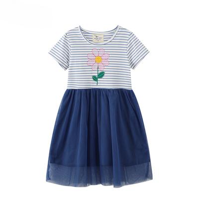Summer New Girls Dress Princess Dress Cute Round Neck Girls Knit Dress