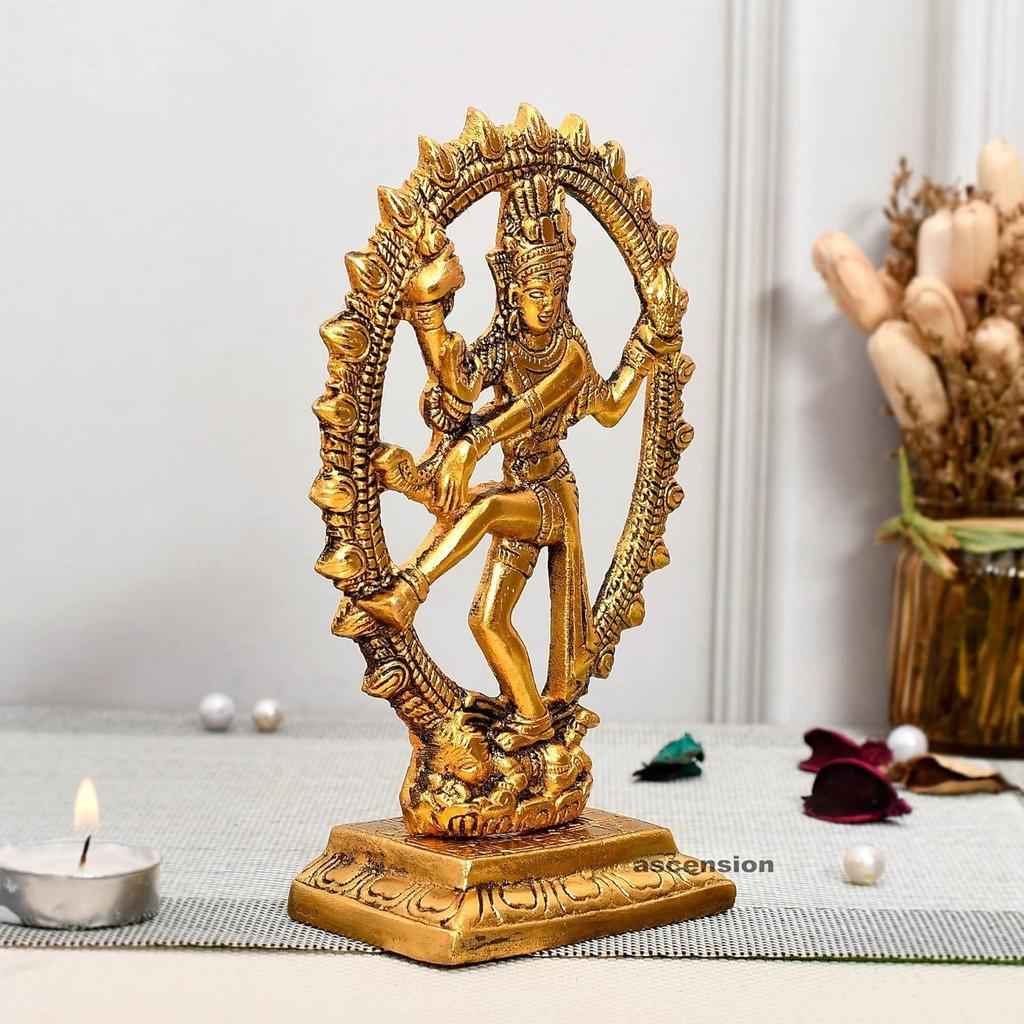 Gyllene Metallhantverk Shiva Idol Natraj Staty för Heminredning Dansande Shiva Natraja/Natrajan Prydnadsföremål Figurin Murti Dekoration & Gåvor