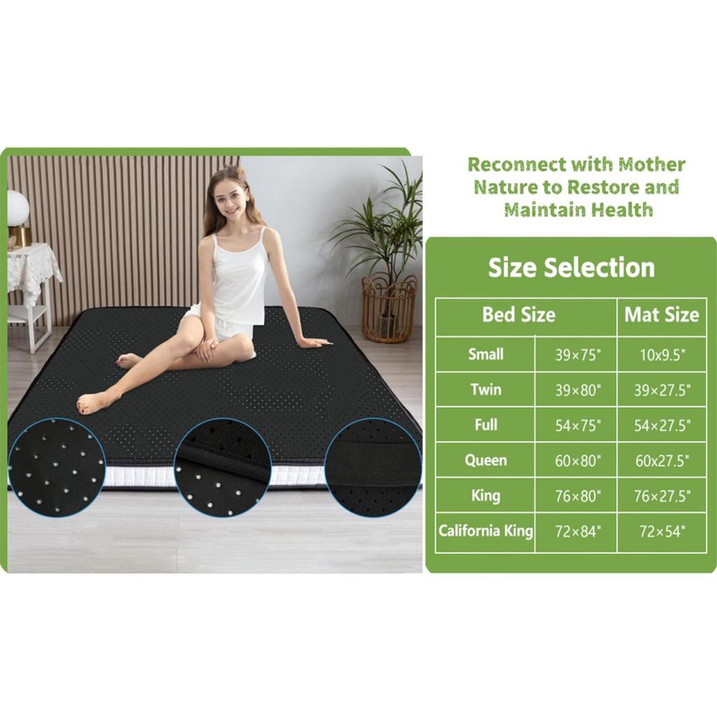 Earthing Grounding Mat for Bed King Queen Sizes Anti Slip Pad with Grounding Cord Support Better Sleep and Comfortable Daily Rest