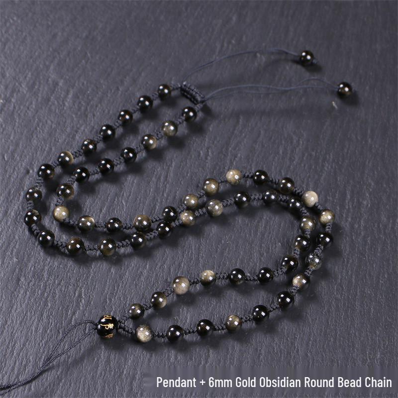 Nezha Gold Obsidian Pendant: Mighty Third Prince & Great General