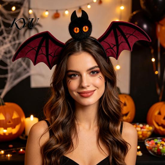 Felt Bat Headband for Cosplay Halloween Hairband, Plush Wing Gothic Style Headband, Hair Accessories Costume Party Women And Girls Hairband