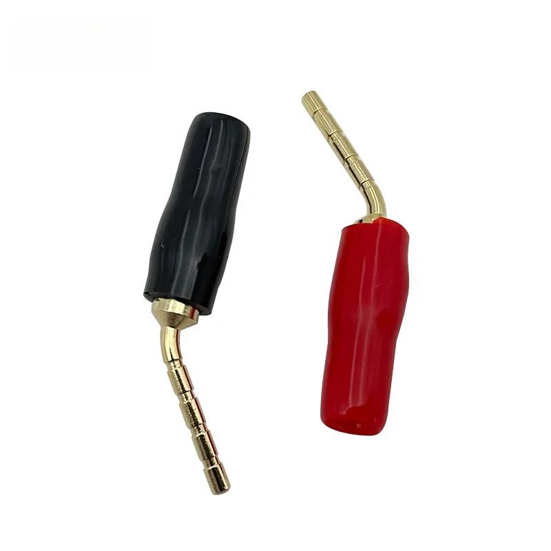 20Pcs Red Black Curved Pin 2mm Banana Plug Connector Right Angle Banana Male Plugs Audio Speaker Wire Cable Connectors