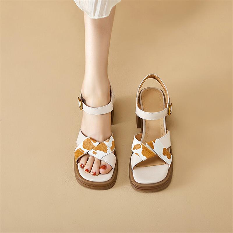 Fashion 2025 New Fashion Casual Sandals Summer Sandals Square Toe Sandals Concise Roman Shoes Chunky Heel High Heels Sandals for Women