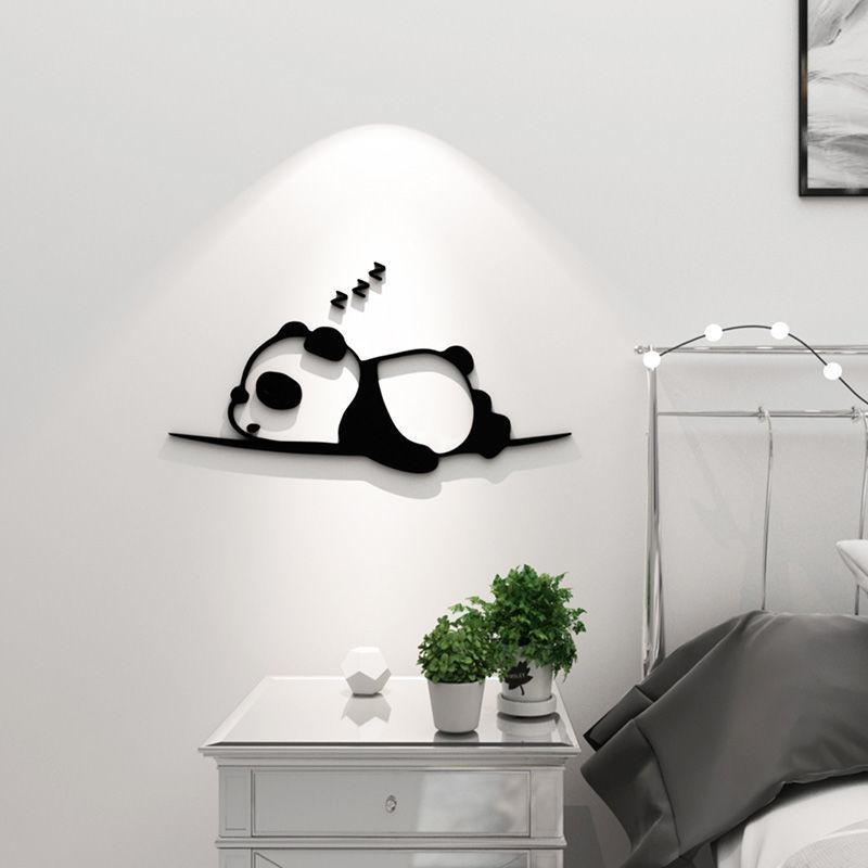 Creative Cute Cartoon Panda 3D Wall Stickers Acrylic Self-adhesive Stickers Bedroom Bedside Wall Decals DIY Wallpaper Wall Decor