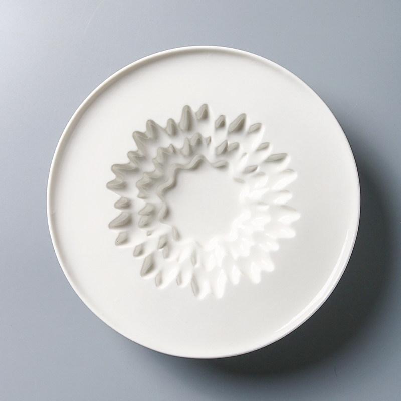 Nordic Irregular-shaped Ceramic Dinner Plate Home Round White Dinner Plate Hotel Pasta Salad Plate Kitchen Cooking Bowls Dishes