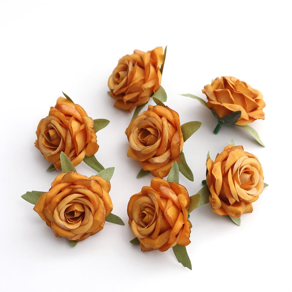

5/10 шт. Весенний искусственный шелковый цветок розы Зеленый цветок для дворового сада Летний домашний декор комнаты DIY Венок Свадебное украшение 5Pcs жёлтый