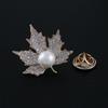 Crystal Maple Leaf Pearl Brooch - Elegant Women's Zircon Corsage Accessory