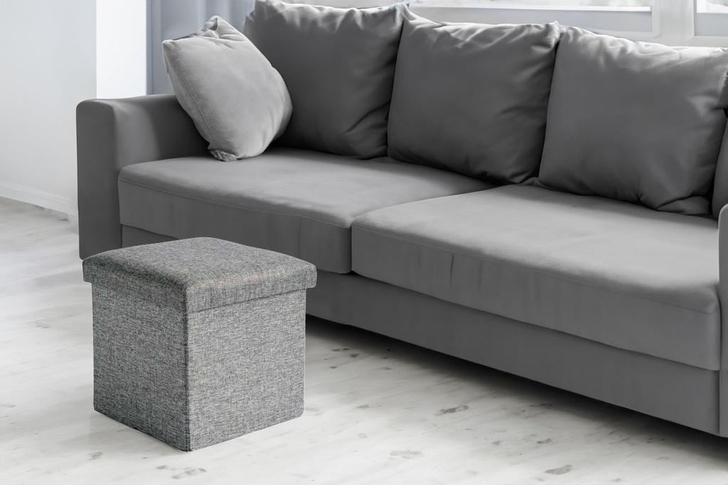 Folding fabric pouf DIEGO gray size L