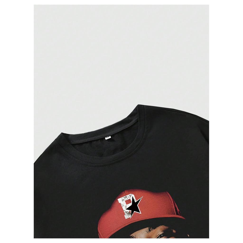 T-shirt Grafica Rapper "Active Lifestyle" da Uomo, Top Oversize a Manica Corta Streetwear Hip Hop
