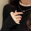 Versatile Lace High Neck Long Sleeve Base Layer - Warm Stylish Autumn/Winter Inner Casual Top