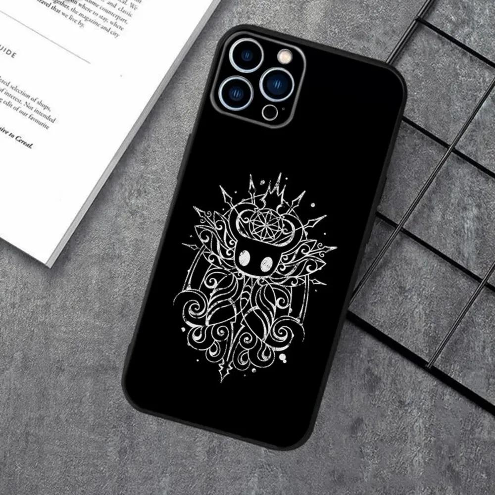 H-Hollow Knight Phone Case For Apple iPhone 15,14,13,12,11,XS,XR,X,8,7,Pro,Max,Plus,mini Silicone Black Cover