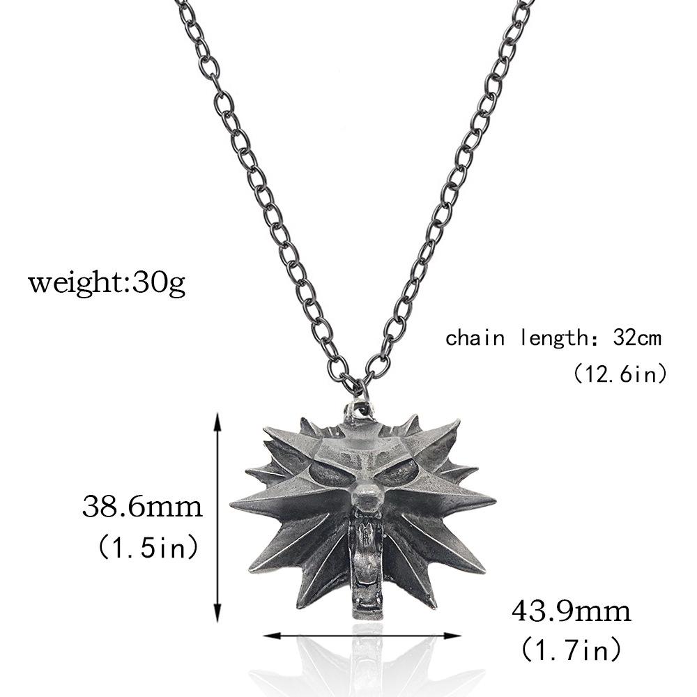 European and American Trends Zinc Alloy Wizard Wolf Head Wild Men Pendant Necklace Game Merchandise Commemorative Accessories
