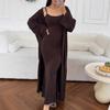Spot new INS style fashion slim-fitting sleeveless suspender skirt solid color long coat cardigan two-piece set