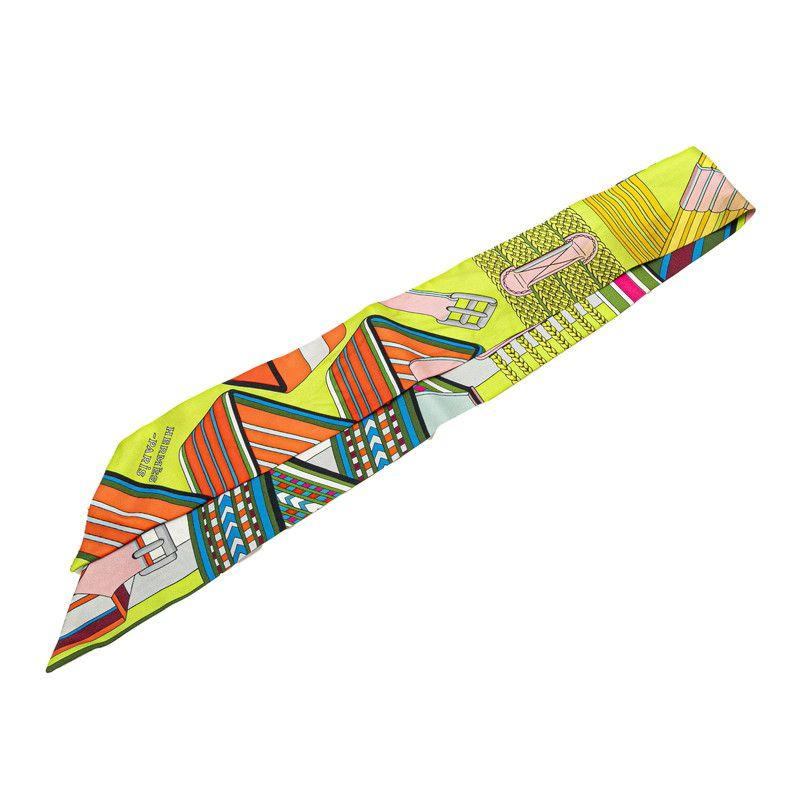 Used Hermes Twilly SANGLES EN ZIGZAG Zigzag Sangle Scarf Multicolor Silk Women s HERMES [1-0210925]