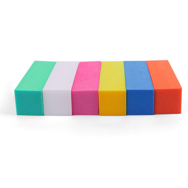High-Density Elastic Sponge Tofu Nail Buffer Block, Mixed Colors, Four-Sided File Tool.