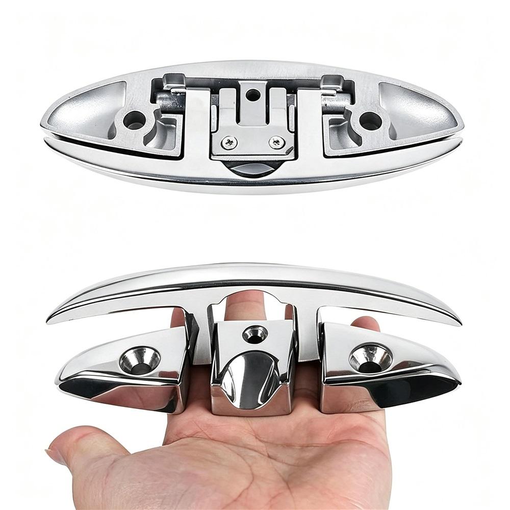 316 Stainless Steel Marine Folding Bollard - Flip-Up Dock Cleat For Boats Yachts Kayaks 5"/6" Corrosion Resistant
