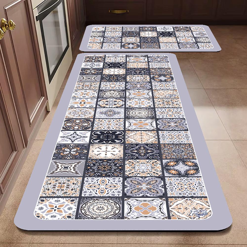 1/2PCS Kitchen Oil-Resistant Floor Mat, Bathroom Absorbent Quick-Drying Carpet, Anti-Slip Doormat For Home Decoration