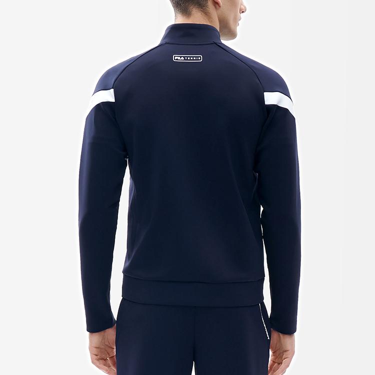 Fila Athletics Tennis Logo Sports Knitted Stand Collar Jacket Men Jackets Royal-Blue A11M213504F-NV