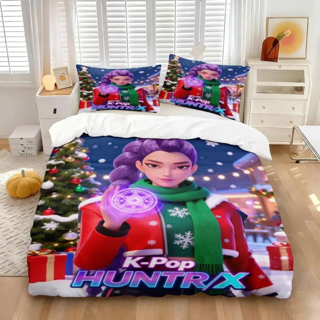 

KPop D-Demon Hunters Bedding Set Single Halloween Costume Bedding Set - 2-3 Piece Comforter Quilt Duvet Cover Pillow Case Sets US Twin(172x218cm)
