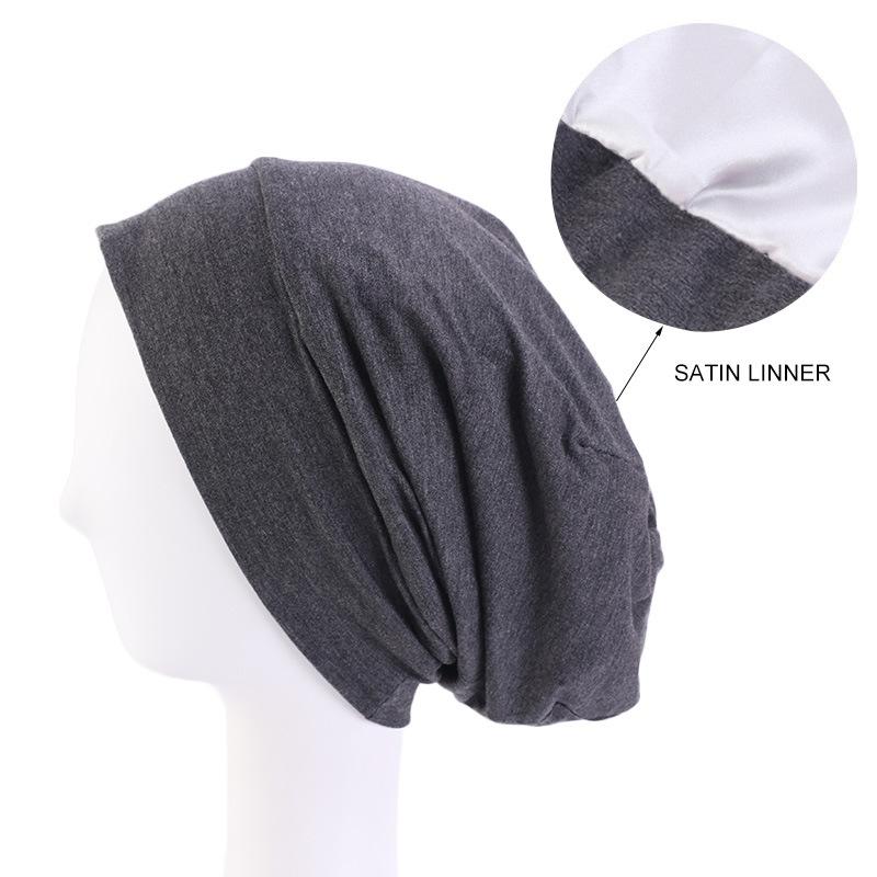 Modal Cotton Wide-brimmed Pullover Cap, Hair Care Cap, Lined Satin Chemotherapy Cap, Nightcap, Hair Loss Hat