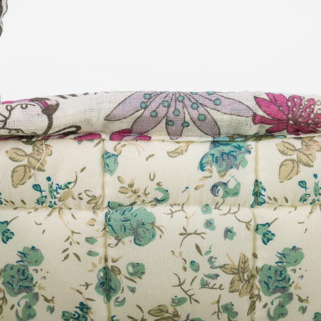 Floral Quilted Baskets with Handles Collapsible Floral Laundry Hamper Portable Folding Storage Basket for Household Kitchen