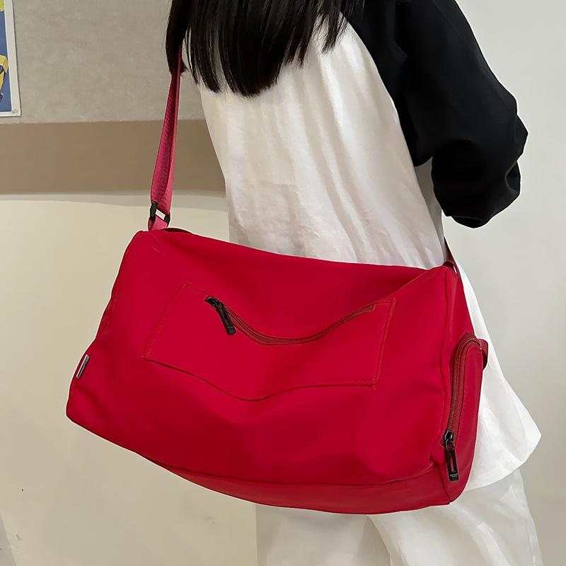 Jmg Bags Women's Red Dry And Wet Separation Sports And Leisure Fitness Bag Simple Large-Capacity Travel Bag With Shoe Compartment Lever