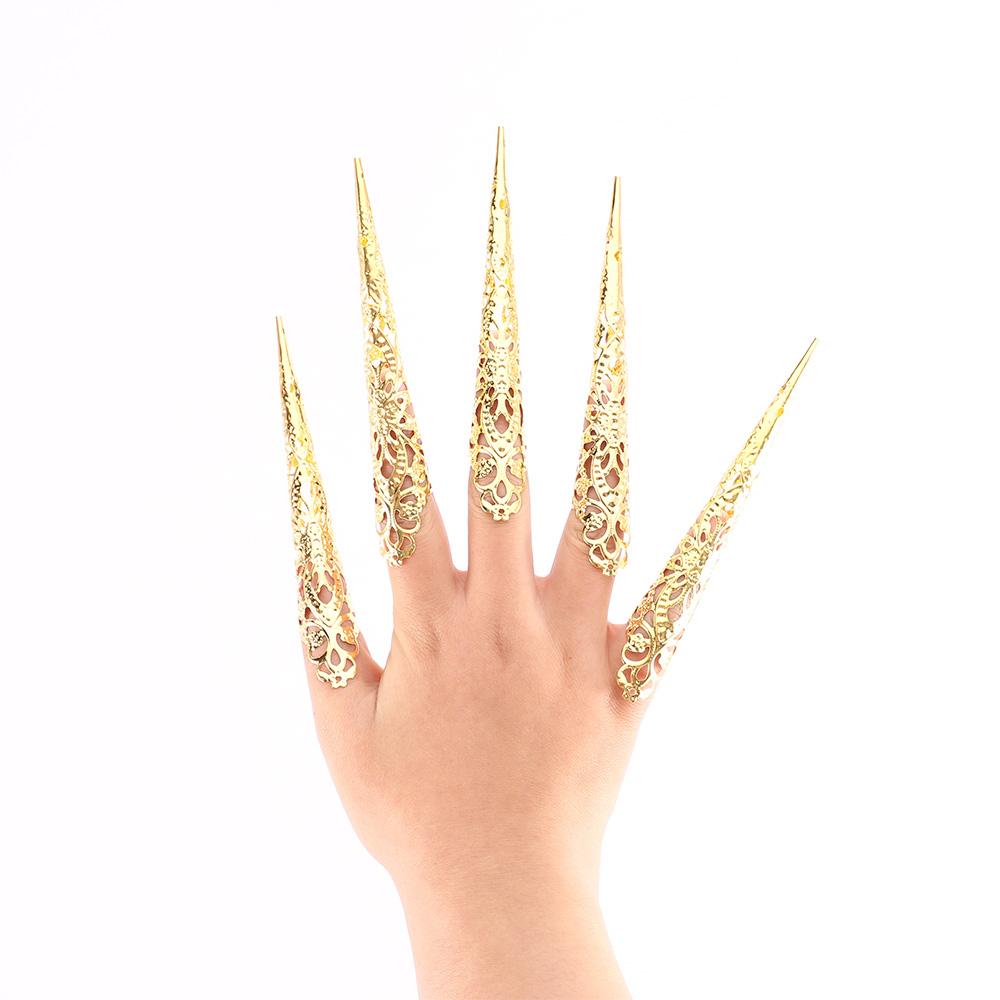 Style Ancient Queen Finger Tip Protection Knuckle Rings Nail Rings Set Belly Dance Accessories