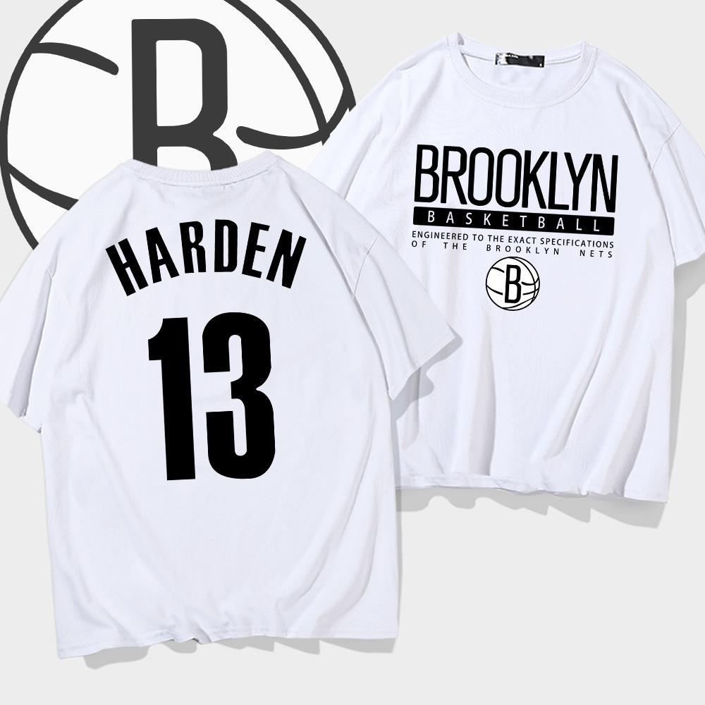Nets Harden No. 13 Short-sleeved T-shirt Men's and Women's Trendy Youth Basketball Training Clothes Pure Cotton Casual Half-sleeved Clothes