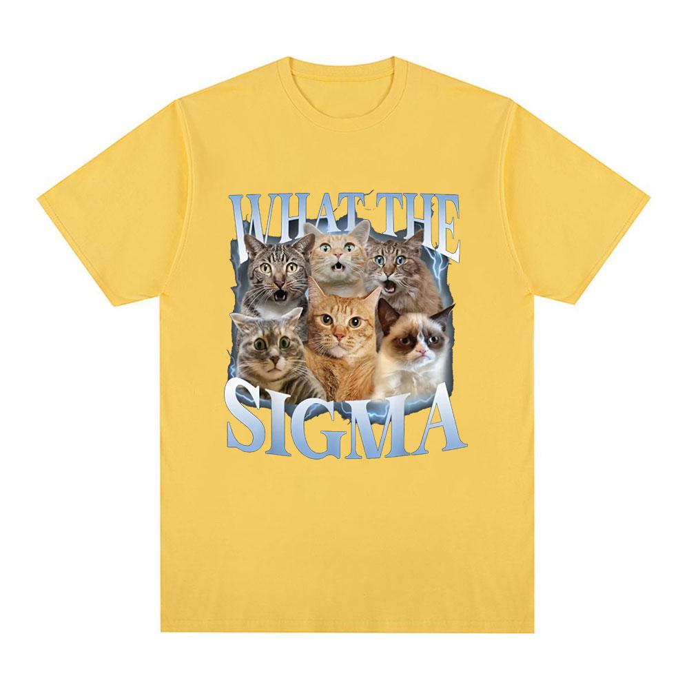 What The Sigma Funny Meme Cat Lovers Graphic T-Shirts Mens Women Cotton Oversized Short Sleeve T Shirts Fashion Comfort T Shirt
