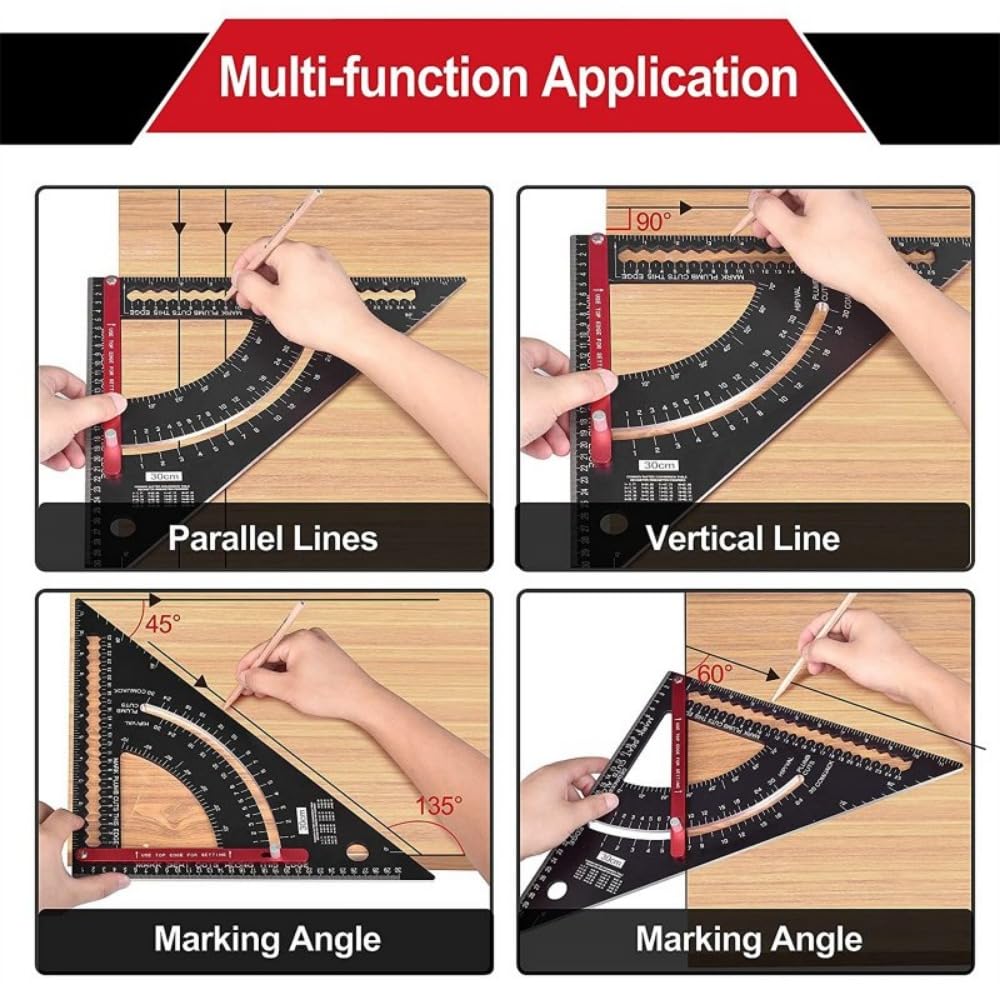 7inch Carpentry Triangle Ruler Adjustable Carpenter Layout Square Woodworking Tools(Metric)