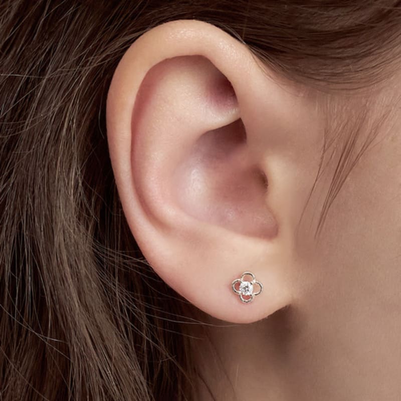 

ENGBROX line flower cubic earring rose gold