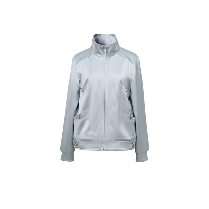 

Blacknini/ Ацетатная шерсть Куртка бейсбольной формы Женское пальто Тяжелый вес Сатиновое ощущение Стримеры Четыре кармана Классический стиль Blue XL