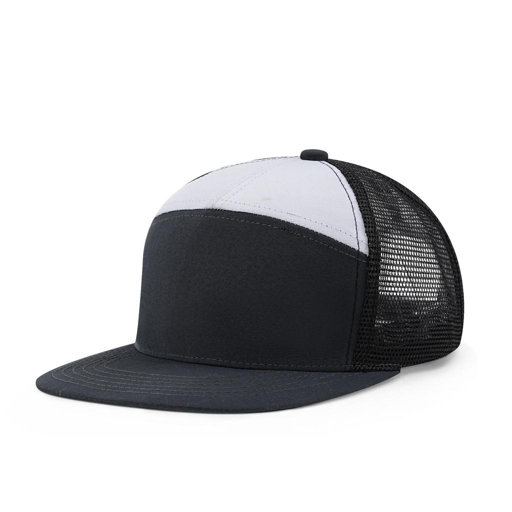 Men's Seven-Panel Color-Block Curved Baseball Trucker Hat - Mesh Sunshade Cap