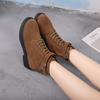 2025 autumn and winter  lace-up flat women's shoes suede short boots wholesale medium and low thick heel Martin boots