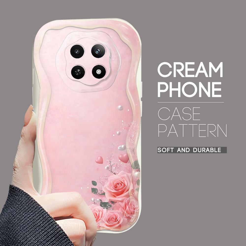 Carcasă cu textura cremă cu model de desene animate, cu margine ondulată, husă din silicon moale pentru telefon pentru OPPO Reno Realme OnePlus Vivo