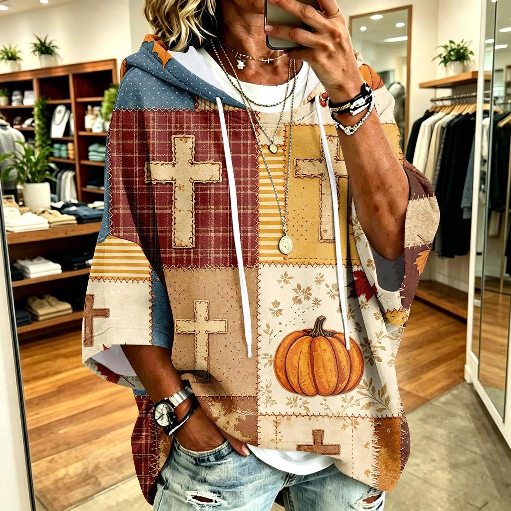 Women's Halloween Print Hoodie Loose Fit Casual Pullover