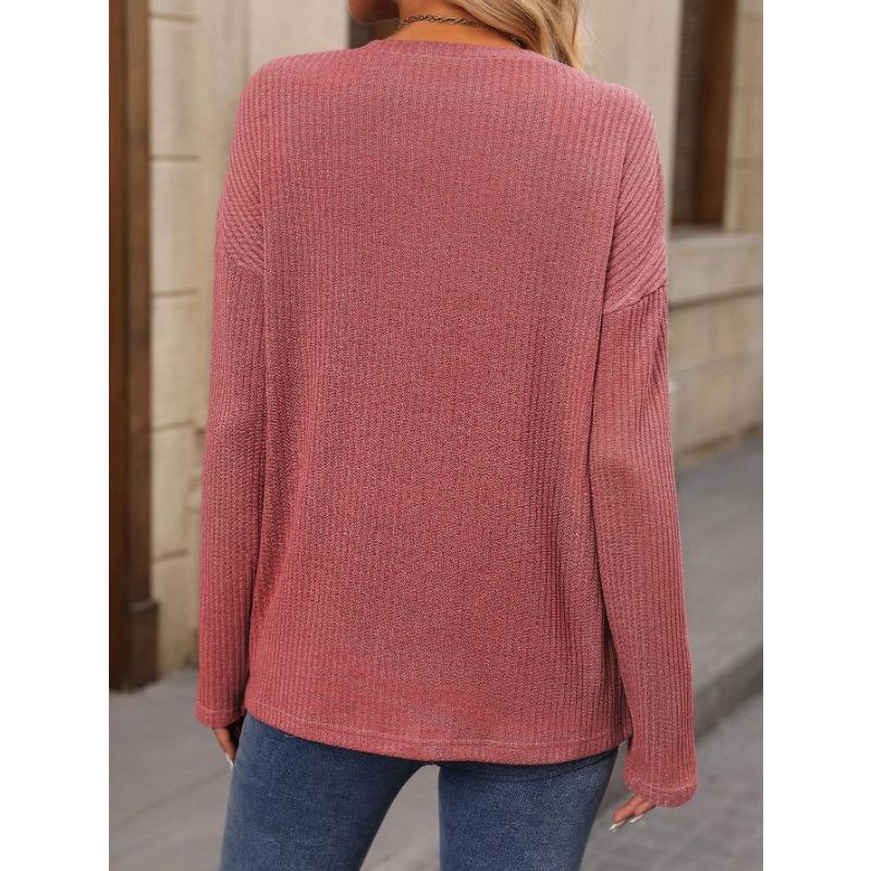 New Autumn and Winter Independent Station Loose Casual Pit Strip Long-sleeved Button T-shirt