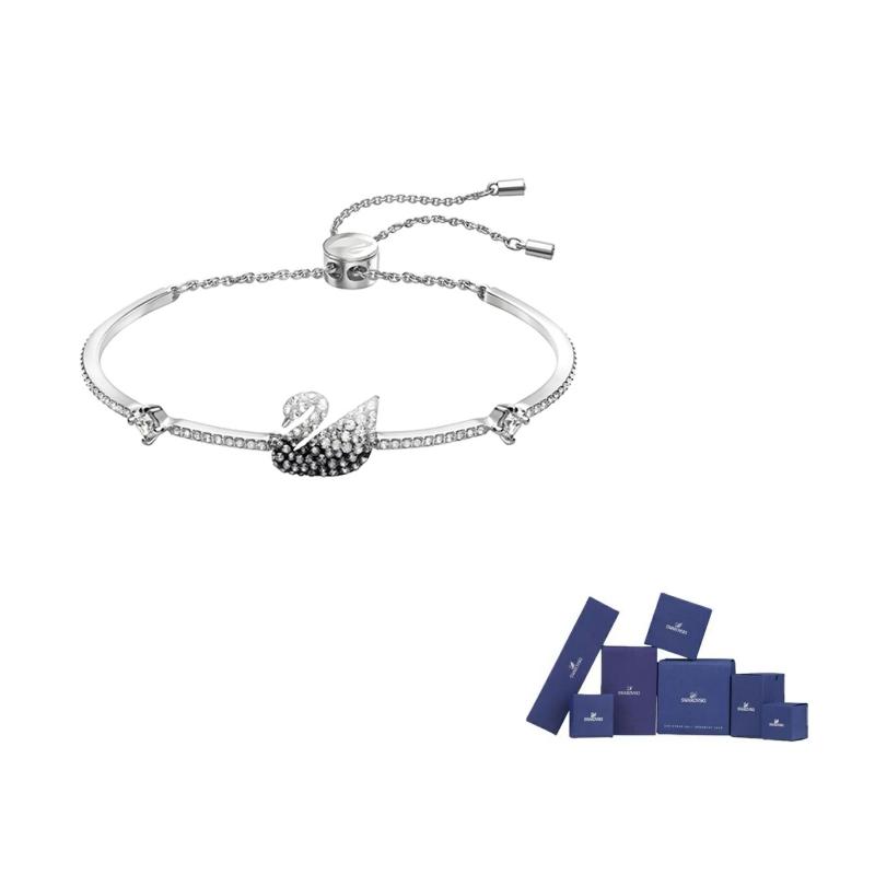 Swarovski Swan Faux Crystal Stone Bangles Womens F-Original brand box белый