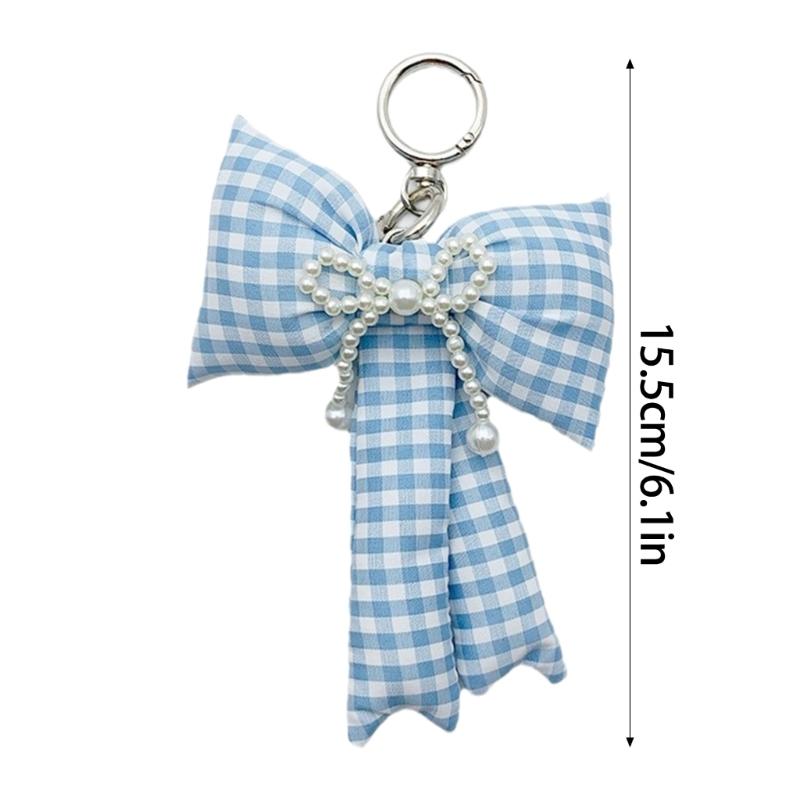 Elegant Bows Keychains for Women Cute Bowknot Beaded Keyring Charm Aesthetic Phone Chain Accessories Key Chain