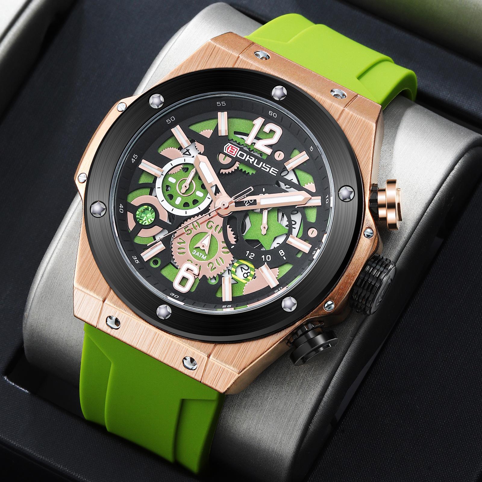 

Boruse Fashion Men S Silicone Strap Watch Fashion Waterproof Luminous Calendar Quartz Watch