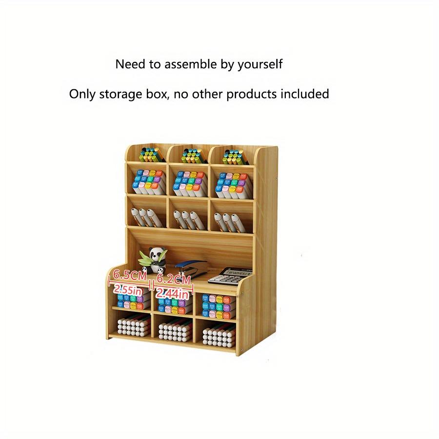 1pc A/B/C/D style Wooden Desk Organiser DIY pen container, Multiple grids Large Capacity Stationery Storage Pen Holder for Home,Office,School.