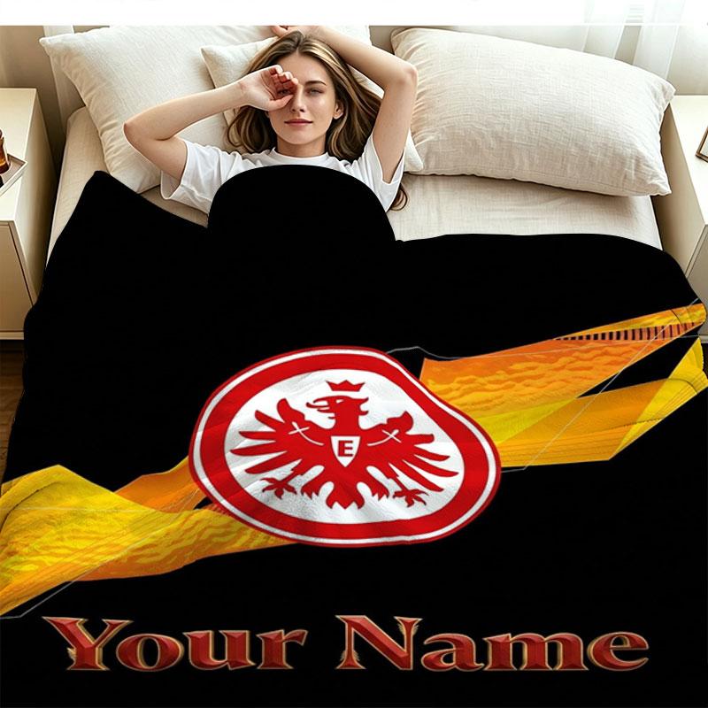 1PC Eintracht Frankfurt Custom Name Patterned Flannel Blanket Suitable For All Seasons for Home Decor Warmth and Comfort Gifts Holiday Present
